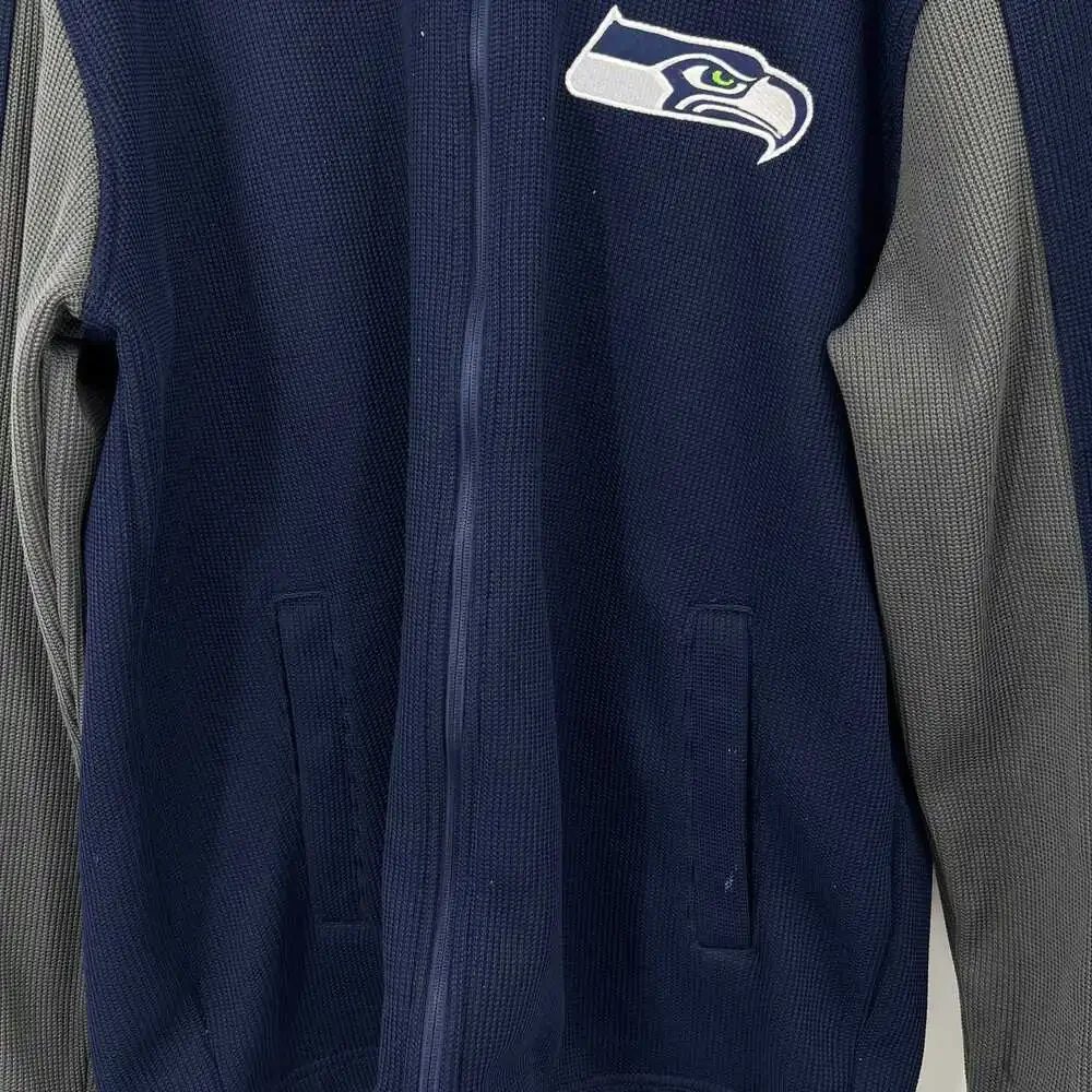 NFL Navy/Gray Seattle Seahawks Jacket | Men's Large Poly Jersey Zip Up